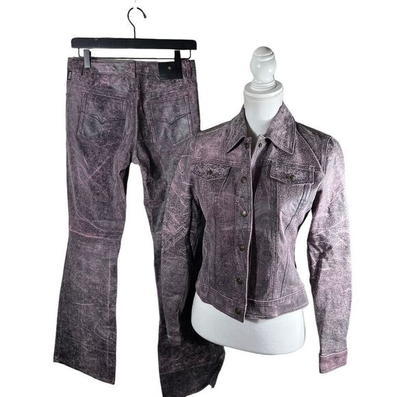 Rare Vintage 1996 Gianni Versace Leather Jacket and Matching Leather pants - Picture 1 of 16